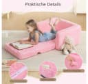 Insma Kindersofa Klappbar 2 in 1 Schlafsofa Rosa mit Seitentasche Bild 3