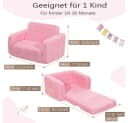 Insma Kindersofa Klappbar 2 in 1 Schlafsofa Rosa mit Seitentasche Bild 4