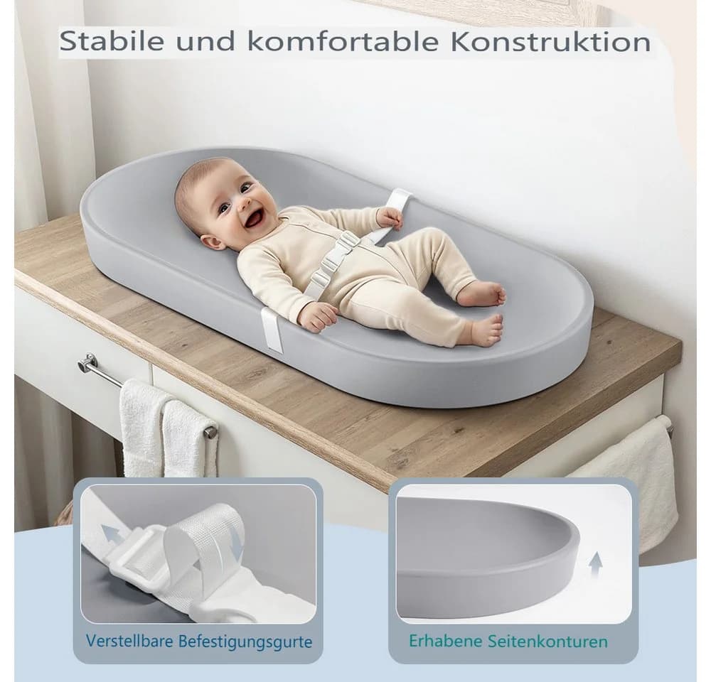 Comomy Wickelauflage Grau wasserdicht mit Sicherheitsgurt - Bild 3
