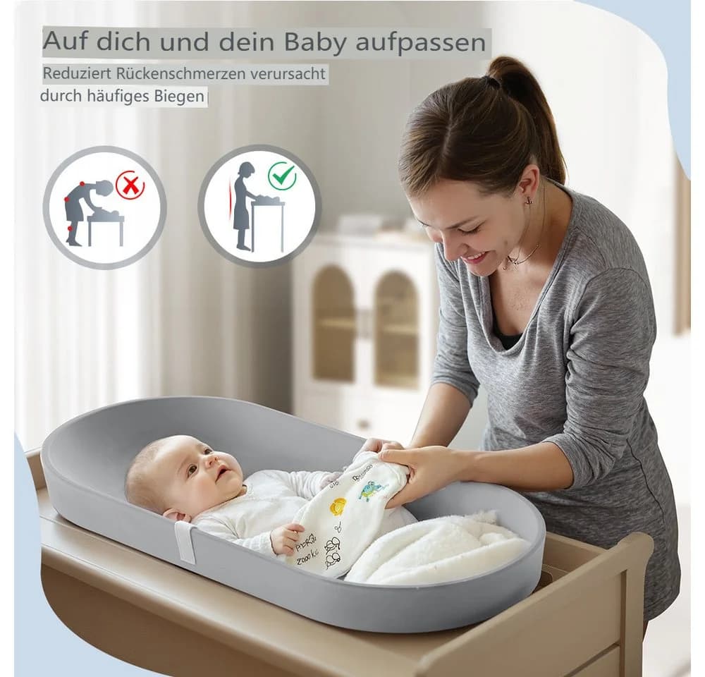 Comomy Wickelauflage Grau wasserdicht mit Sicherheitsgurt - Bild 4