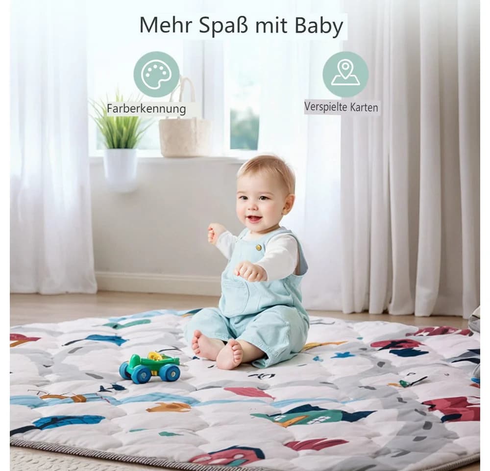 Comomy Spielmatte 125x125 cm Rutschfest Faltbar Grau
