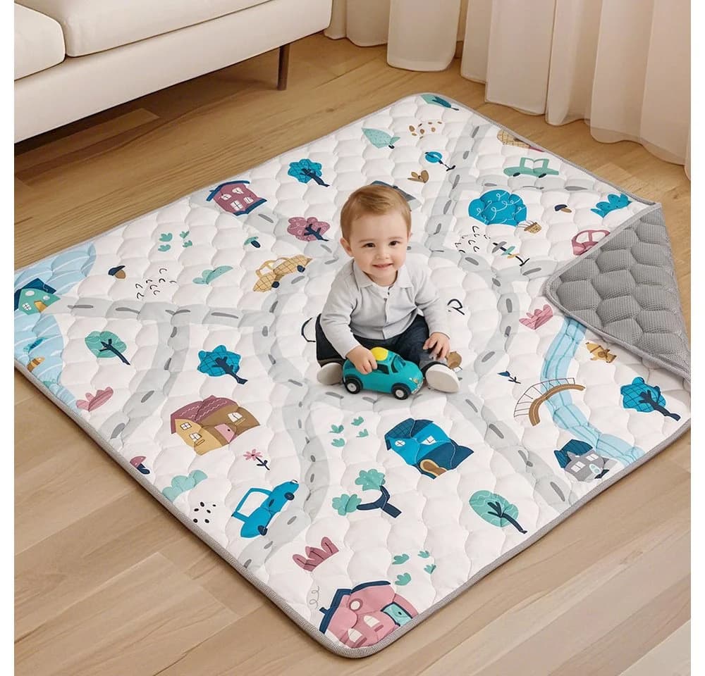 Comomy Spielmatte 125x125 cm Rutschfest Faltbar Grau - Bild 2