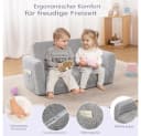 CAVEEN Kindersofa 2-in-1 Schlafsofa Grau mit Seitentaschen Bild 3
