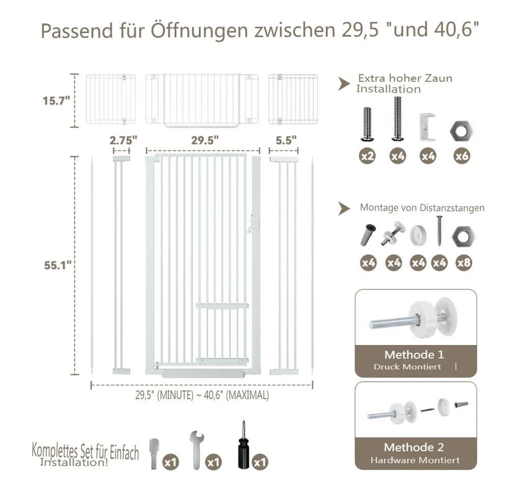 Comomy Treppenschutzgitter Katzengitter 180 cm mit Katzentür - Bild 5
