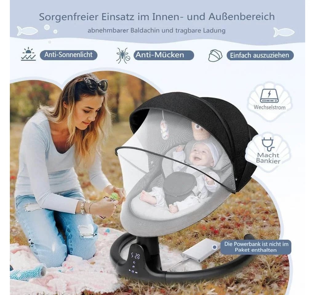 Insma Babywippe elektrisch Babyschaukel 5 Gang Bluetooth - Bild 4