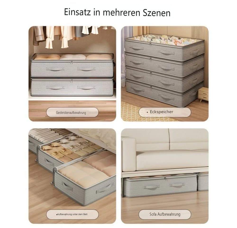 MECO Unterbett-Aufbewahrungsbox 4-Stück Grau - Bild 4