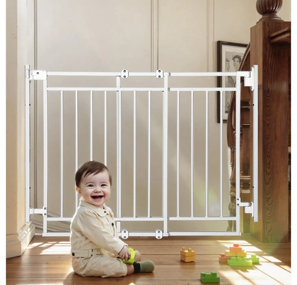 Comomy Türschutzgitter Babygitter Treppenschutzgitter Verstellbar 70-109 cm Weiß - Bild 2
