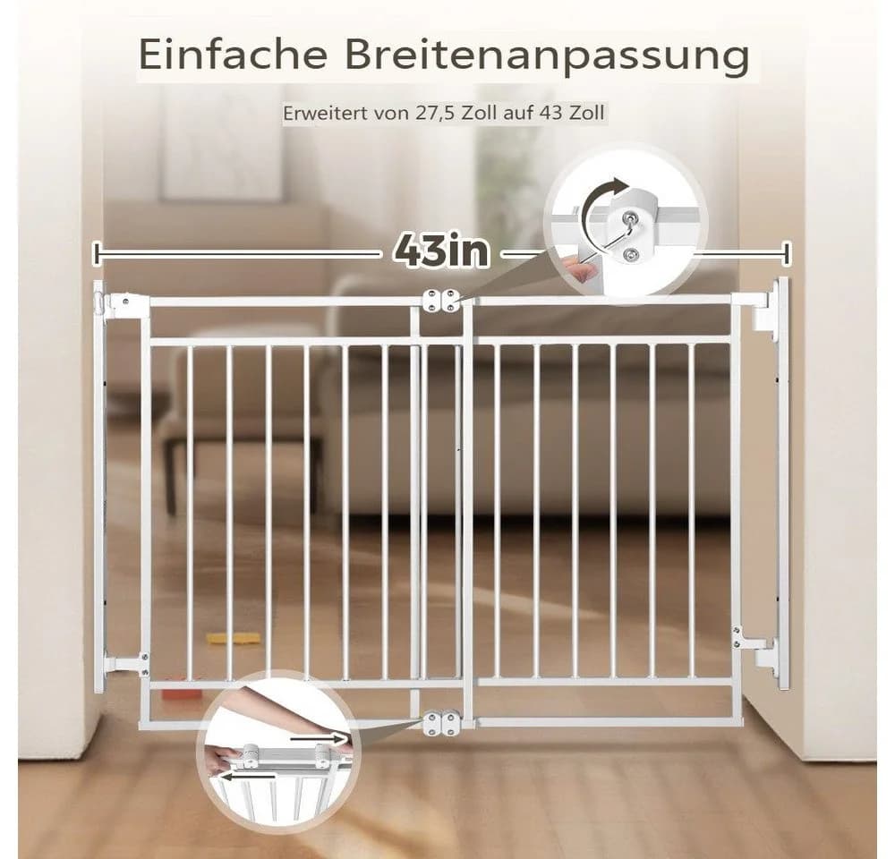 Comomy Türschutzgitter Babygitter Treppenschutzgitter Verstellbar 70-109 cm Weiß - Bild 5