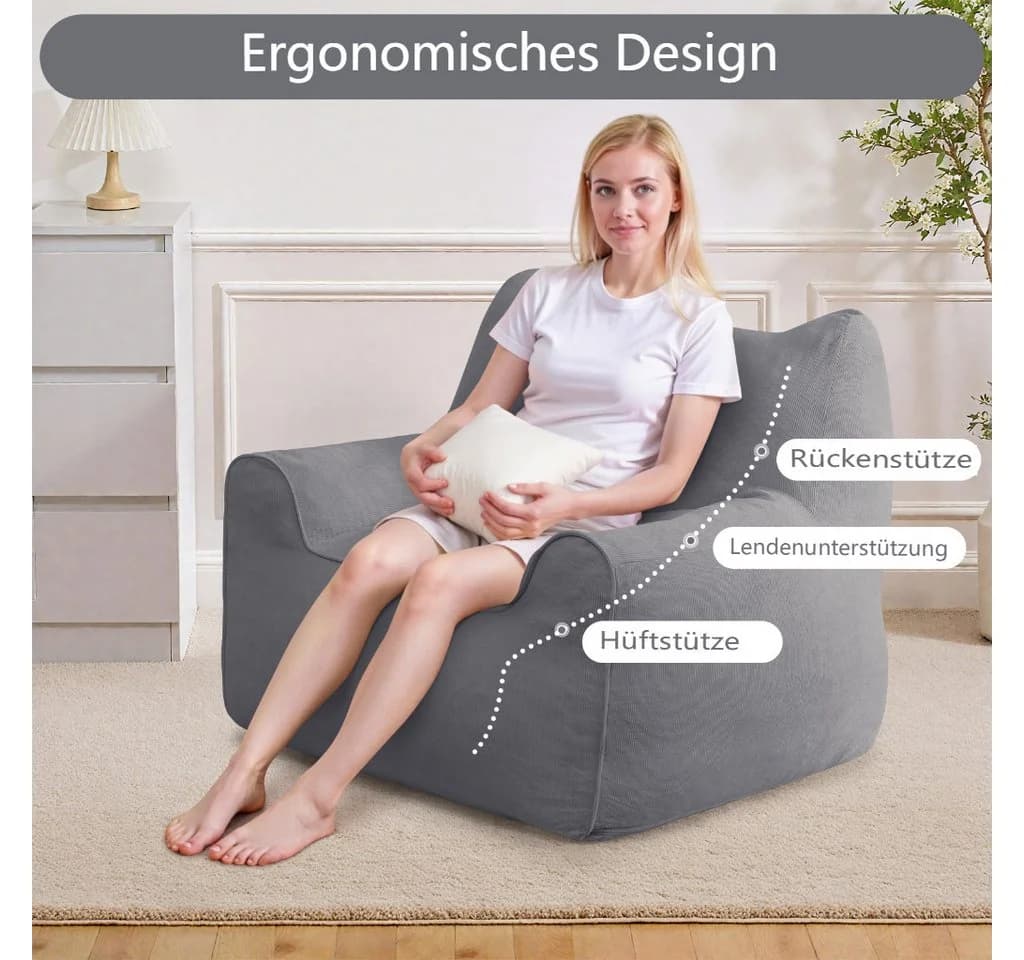 MECO Sitzsack mit Katzenohren Grau Cord
