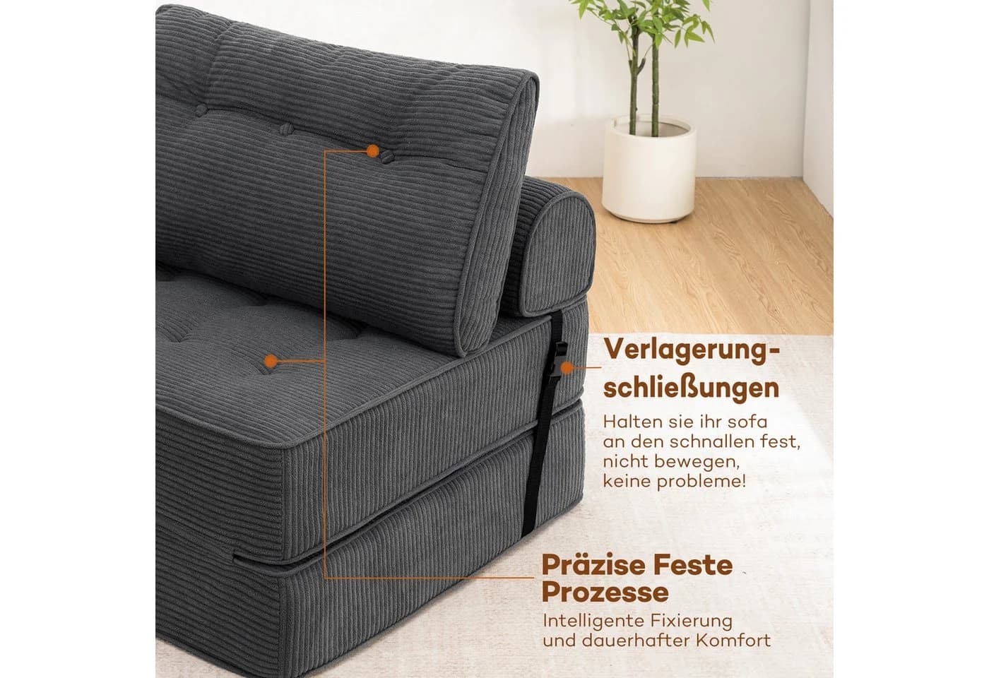 MECO Schlafsofa Klappsofa Cordstoff Vollschaum-Polsterung - Bild 4