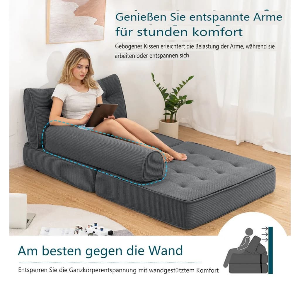 MECO Schlafsofa 3-in-1 Cord-Bezug Modern