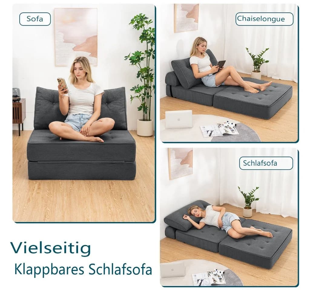 MECO Schlafsofa 3-in-1 Cord-Bezug Modern - Bild 3