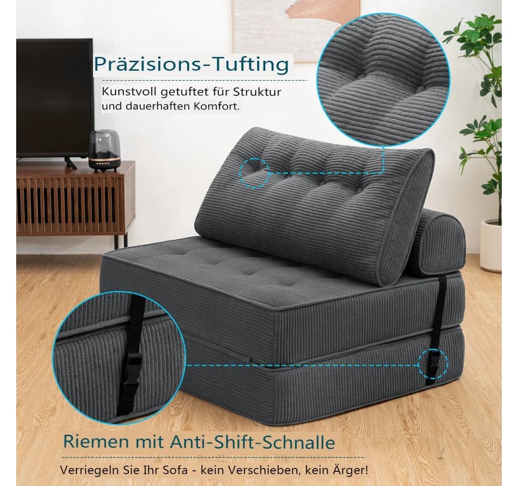 MECO Schlafsofa 3-in-1 Cord-Bezug Modern - Bild 4