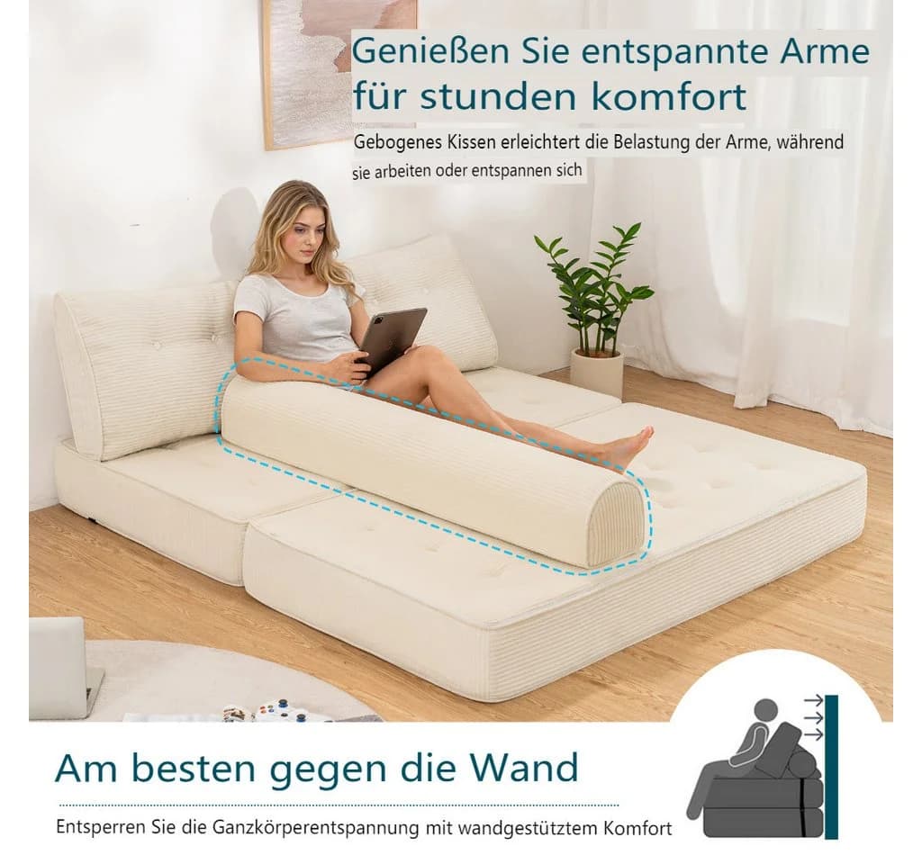 MECO Schlafsofa Modernes Klappsofa 80x150x40 cm Bequemes Cord-Sofa-Bett