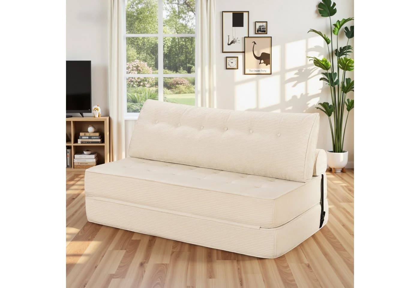 MECO Schlafsofa Modernes Klappsofa 80x150x40 cm Bequemes Cord-Sofa-Bett - Bild 2