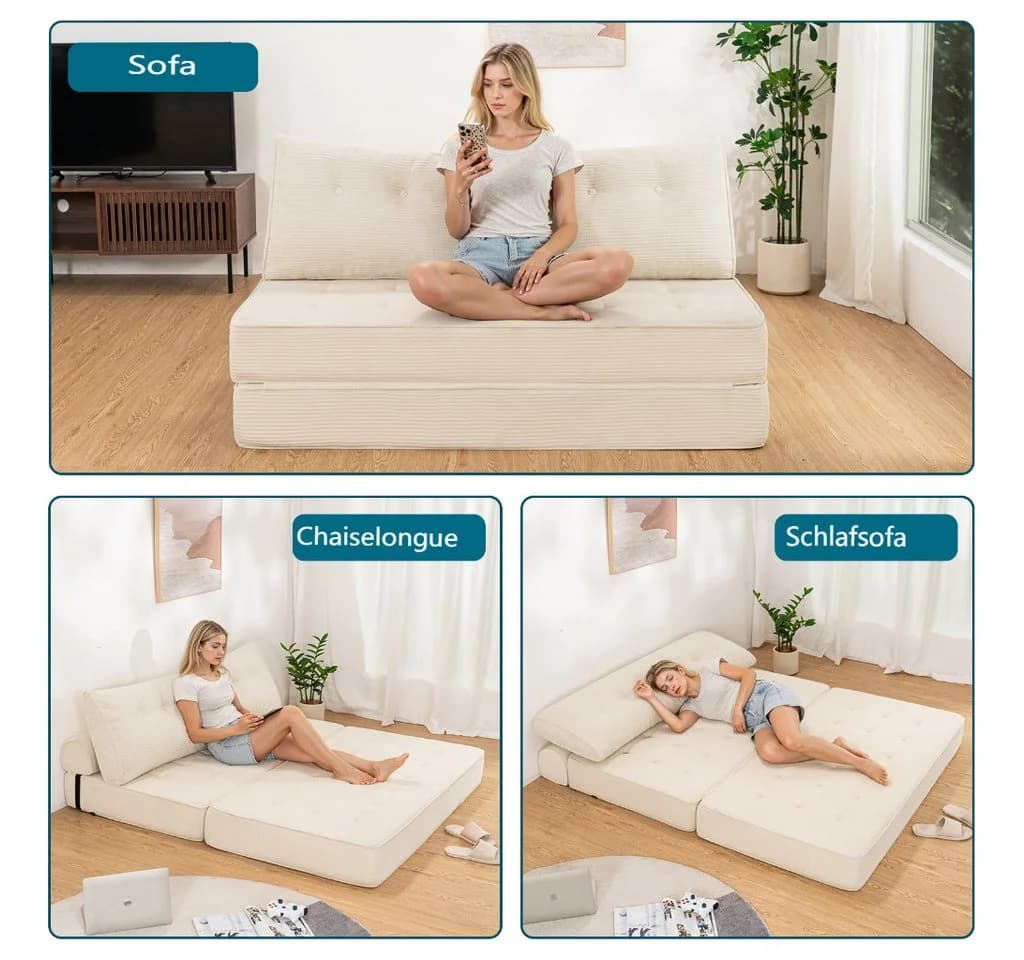 MECO Schlafsofa Modernes Klappsofa 80x150x40 cm Bequemes Cord-Sofa-Bett - Bild 3