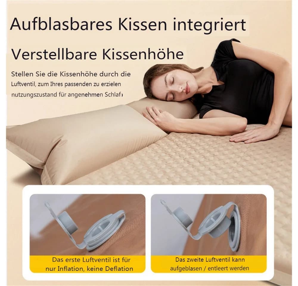 MECO Egg Nest Luftmatratze Selbstaufblasbar mit Kissen Khaki