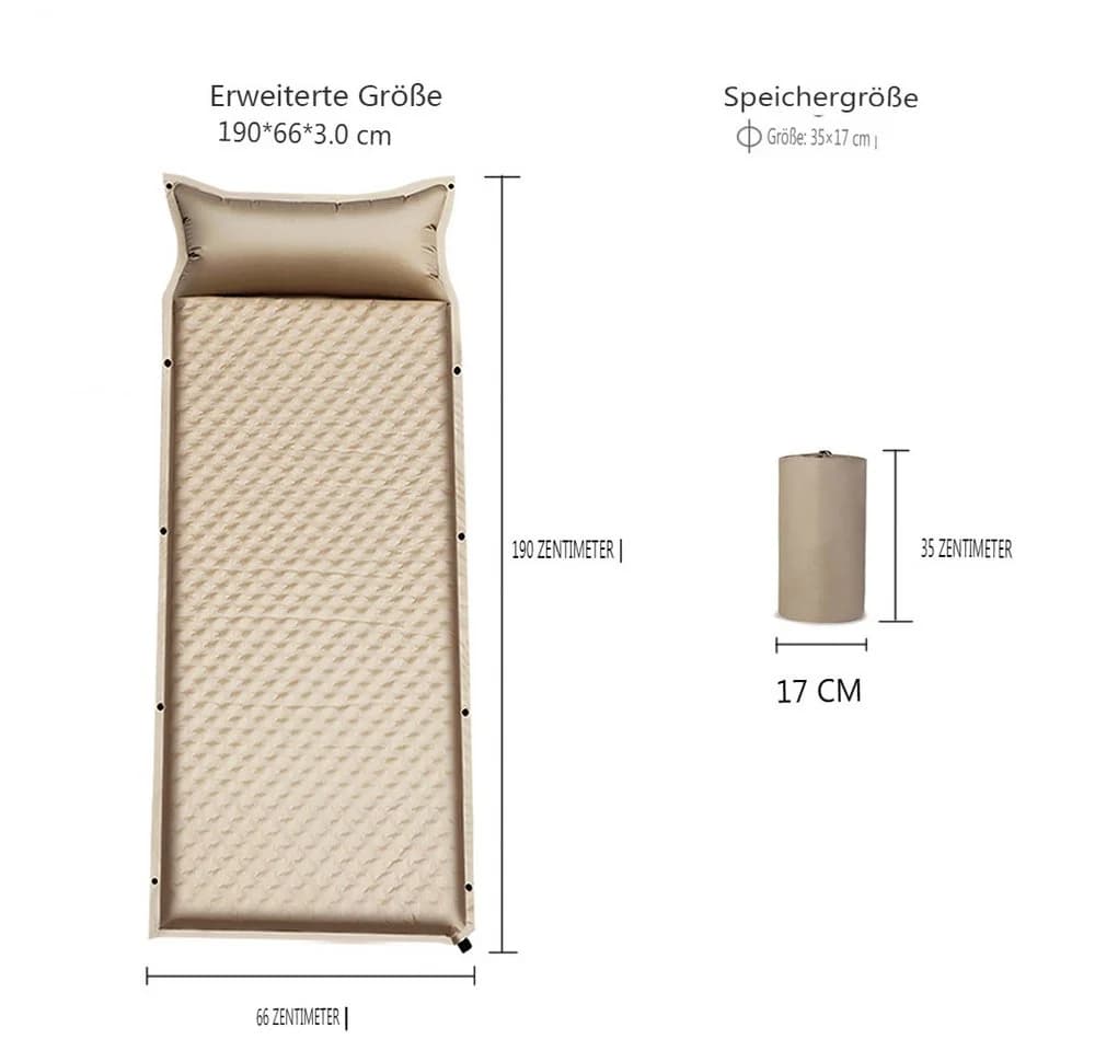 MECO Egg Nest Luftmatratze Selbstaufblasbar mit Kissen Khaki - Bild 4