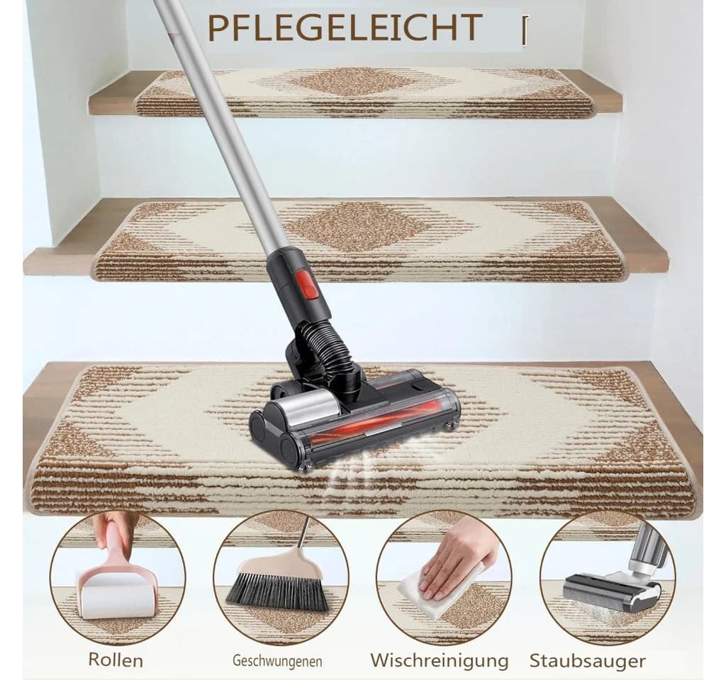MECO Stufenmatte Rechteckig 0.75 mm Rutschfeste Bullnose Treppenstufenmatten 15er Set Selbstklebend - Bild 4