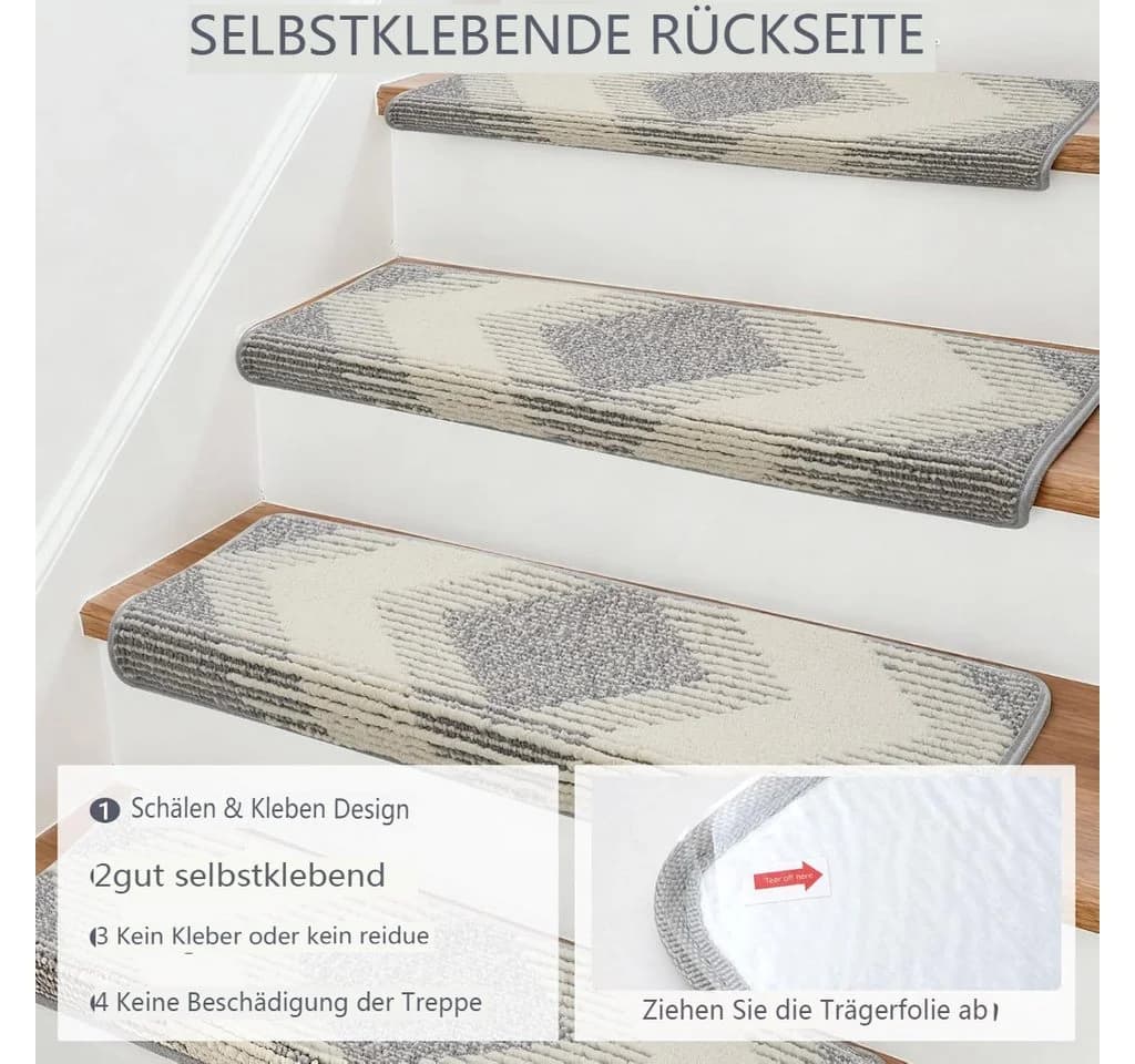 MECO Stufenmatte 15er Set Grau Rutschfest Selbstklebend - Bild 5