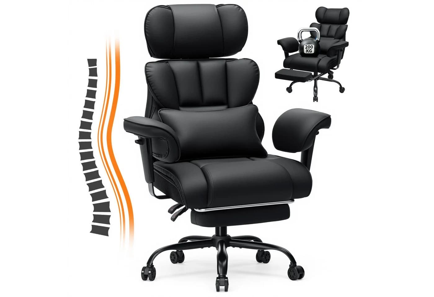 Hoffree Drehstuhl XXL Ergonomischer Bürostuhl Kunstleder - Bild 2
