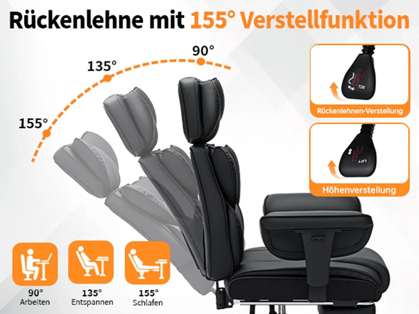 Hoffree Drehstuhl XXL Ergonomischer Bürostuhl Kunstleder - Bild 5