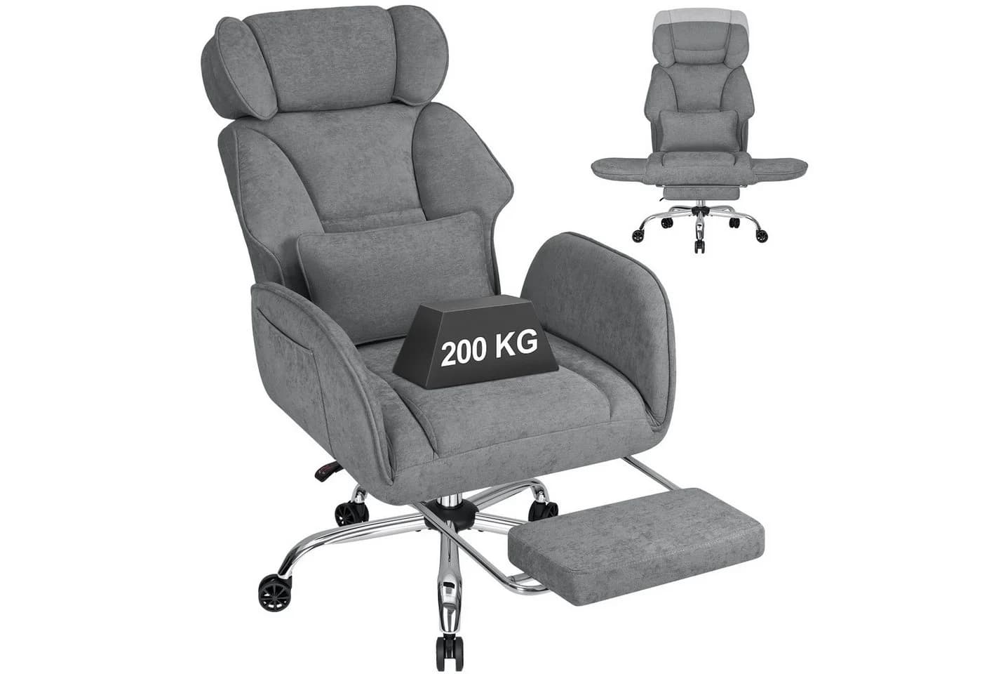 Hoffree Chefsessel Ergonomisch Grau Chenille 200kg Belastbar - Bild 2