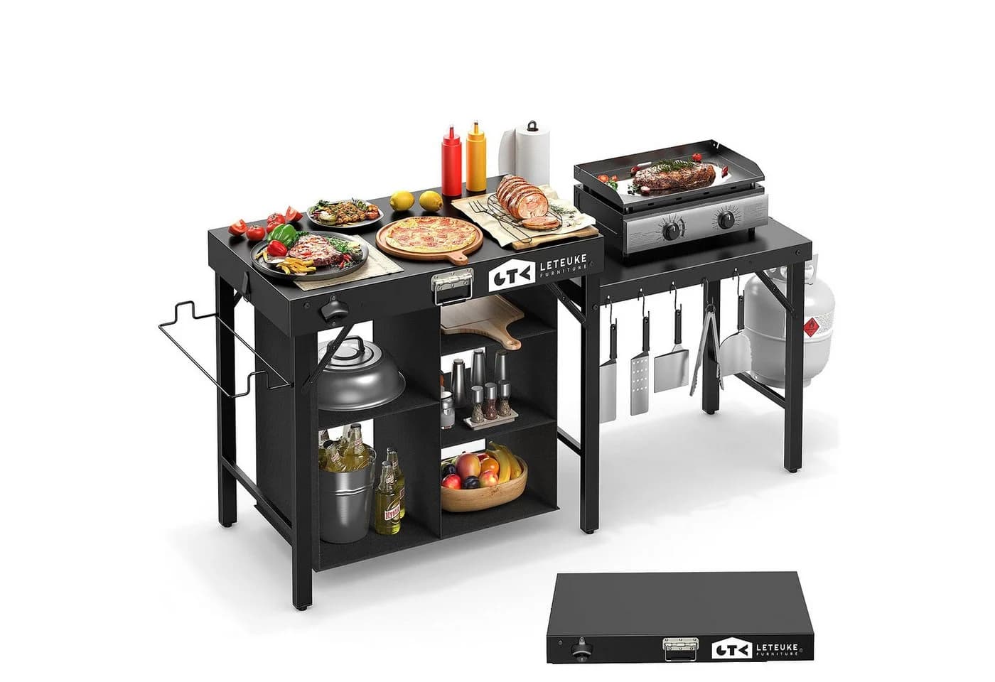 Warmounts Multifunktionaler Grilltisch Klappbar Schwarz - Bild 2