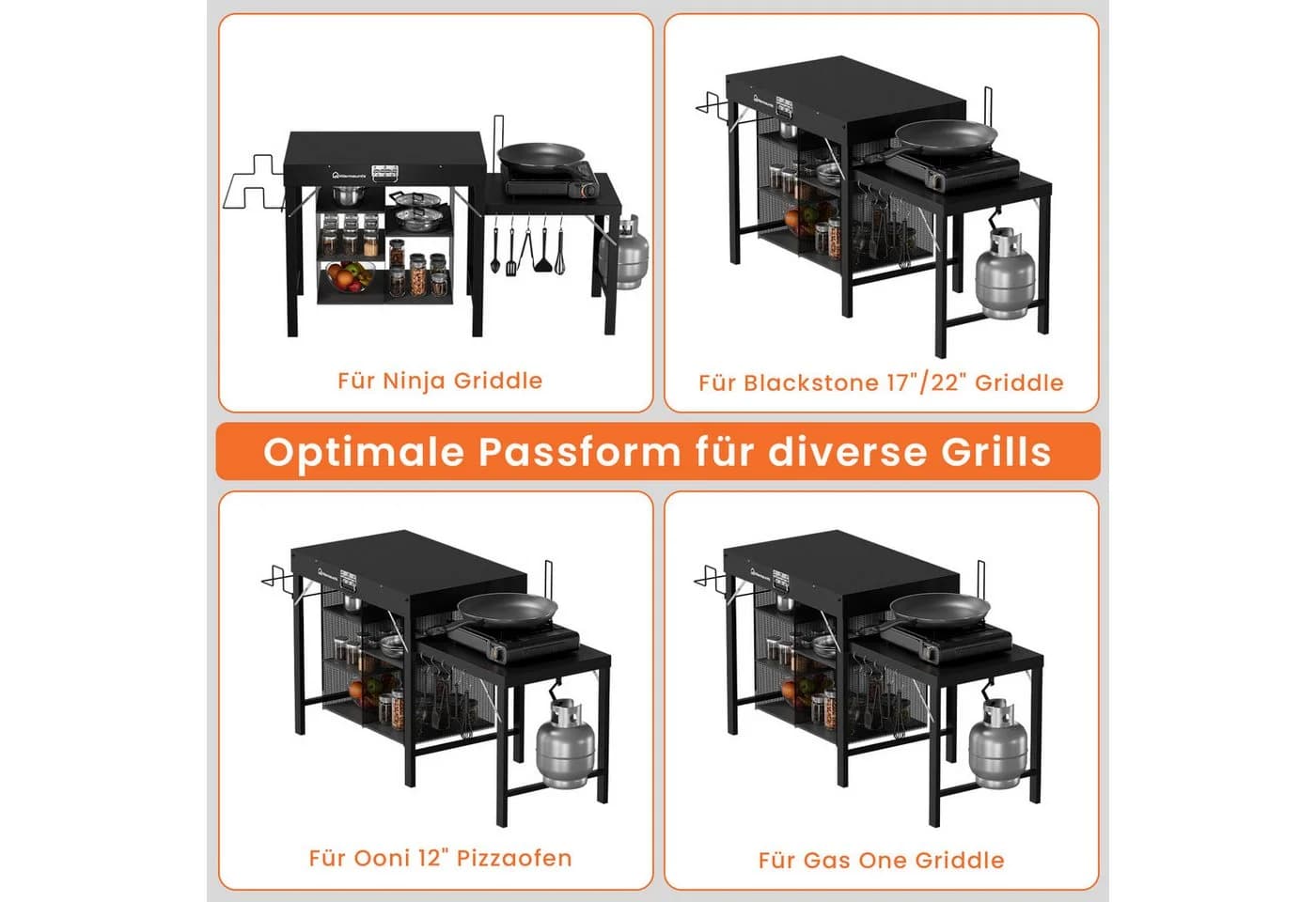 Warmounts Multifunktionaler Grilltisch Klappbar Schwarz - Bild 5