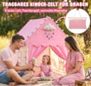 Insma Prinzessinnen-Spielzelt 2 IN 1 mit LED-Sternenlichtern & Spielmatte Rosa Bild 4