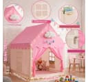 Insma Prinzessinnen-Spielzelt 2 IN 1 mit LED-Sternenlichtern & Spielmatte Rosa Bild 5