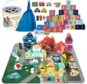 KRUZZEL Holzblöcke Stadt Set 100 St. Bunt mit Eimer & Tasche Bild 2