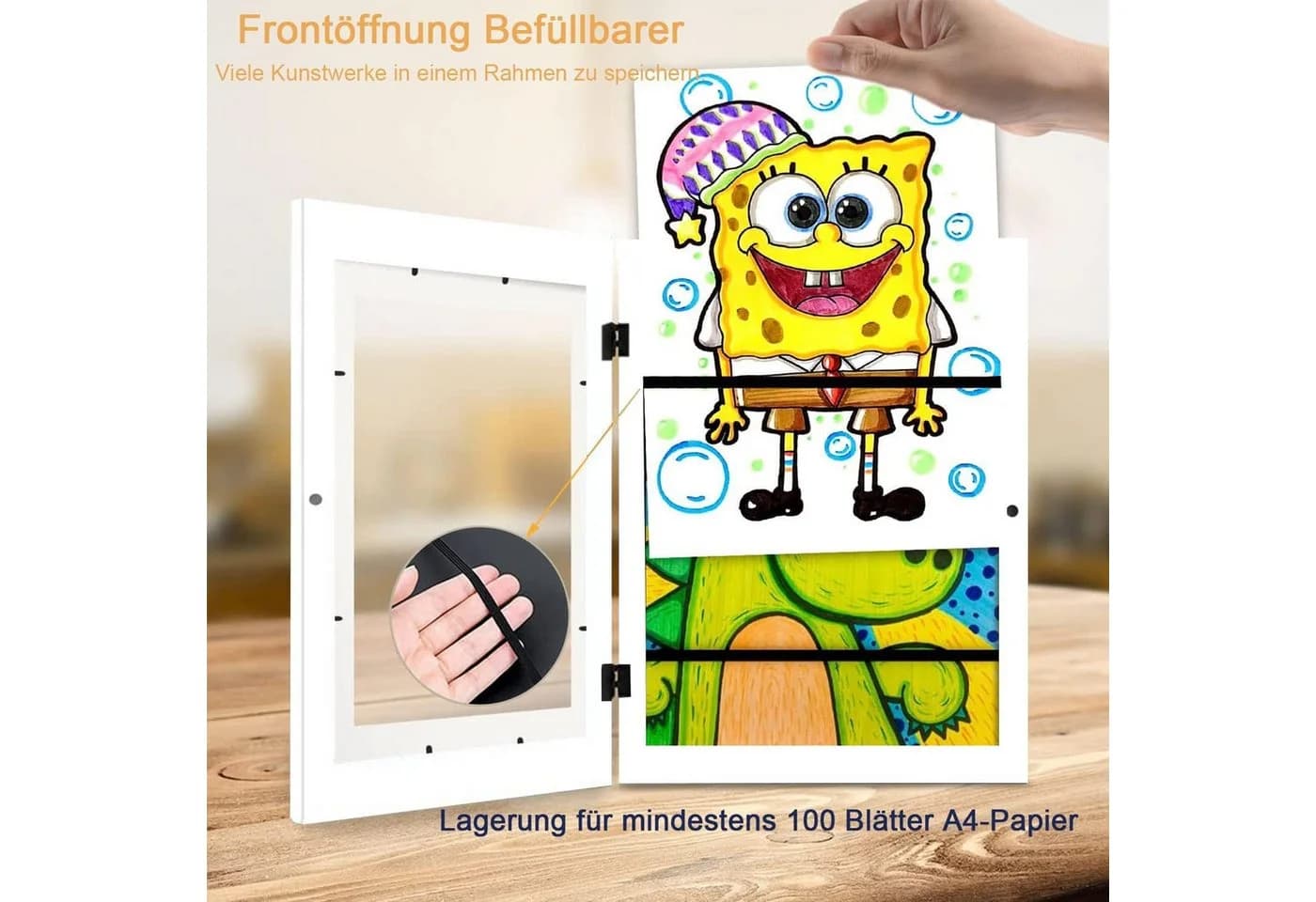 LA CUTE Bilderrahmen 2er Set Weiß A4 befüllbar mit Gummi-Halteband - Bild 4