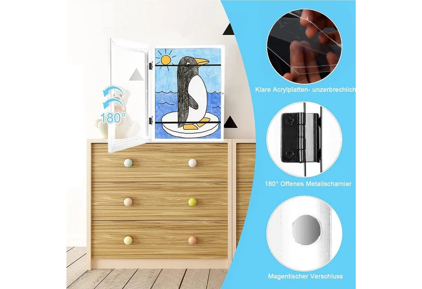 LA CUTE Bilderrahmen 2er Set Weiß A4 befüllbar mit Gummi-Halteband - Bild 5