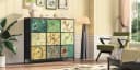 FUROKOY Kommode Stauraumschrank Retro Stil Blumenmuster 9 Schubladen Bild 1