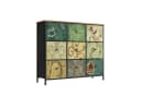 FUROKOY Kommode Stauraumschrank Retro Stil Blumenmuster 9 Schubladen Bild 2