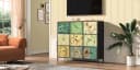 FUROKOY Kommode Stauraumschrank Retro Stil Blumenmuster 9 Schubladen Bild 4