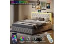 FUROKOY Polsterbett Hydraulisch Doppelbett Jugendbett 140x200cm Stauraumbett Beige Bild 1