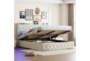 FUROKOY Polsterbett Hydraulisch Doppelbett Jugendbett 140x200cm Stauraumbett Beige Bild 2