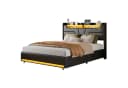 ADWOLT Polsterbett Schwarz mit LED, Stauraum & Ladestation Bild 2