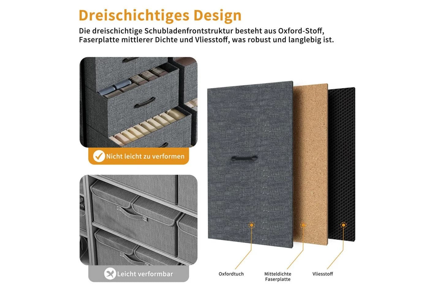 FUROKOY Kommode Stauraumschrank Retro Stil Grau 9 Schubladen - Bild 4