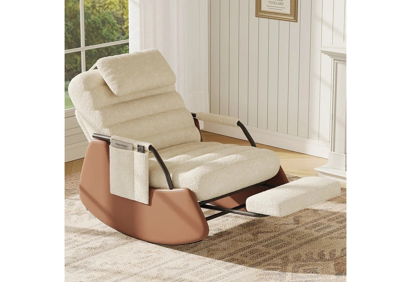 FUROKOY Schaukelstuhl Beige mit verstellbarer Rückenlehne - Bild 2