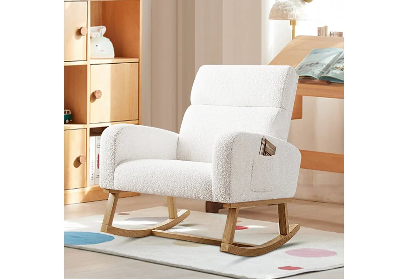 FUROKOY Schaukelsessel mit Massivholzfüßen Beige - Bild 2