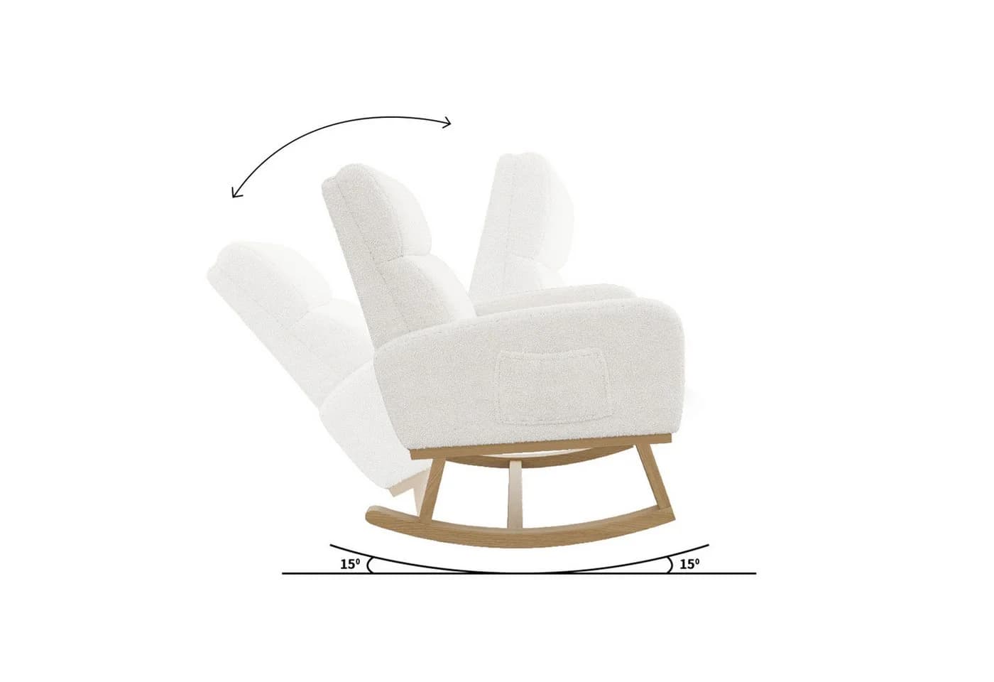 FUROKOY Schaukelsessel mit Massivholzfüßen Beige - Bild 3