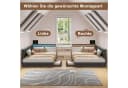 ADWOLT Polsterbett Schlafsofa mit LED, USB-Anschluss und Schubladen Grau Leinen Bild 1