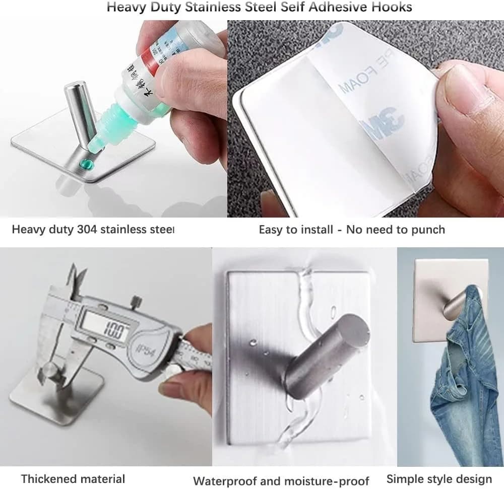 LA CUTE Handtuchhaken Selbstklebend Edelstahl 4 Stück