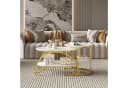 BELUPAI Couchtisch 2er Set Oval Rund Gold Marmoroptik Bild 2