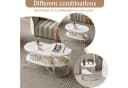 BELUPAI Couchtisch 2er Set Oval Rund Marmoroptik Silber Metallgestell Bild 1