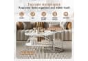 BELUPAI Couchtisch 2er Set Oval Rund Marmoroptik Silber Metallgestell Bild 4