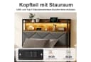 zebery Polsterbett mit LED-Beleuchtung und USB-Anschlüssen Grau Bild 3